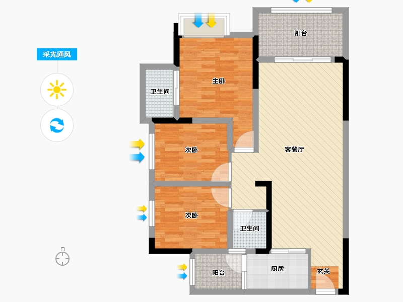 重庆-重庆市-香江国际港湾-85.21-户型库-采光通风