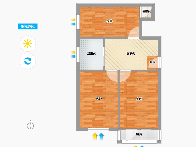 天津-天津市-万新村-53.80-户型库-采光通风