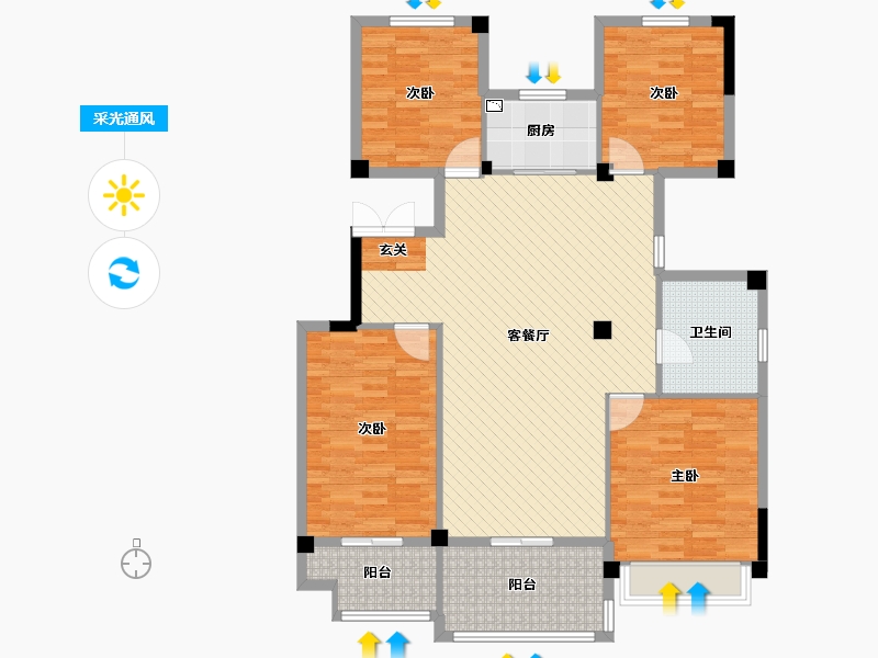 浙江省-嘉兴市-佳源・优优城南-123.65-户型库-采光通风