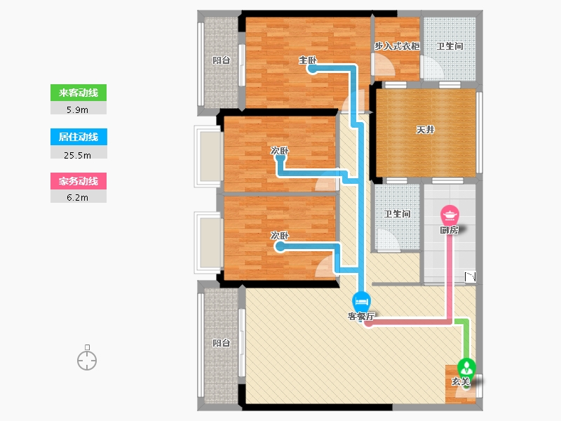 海南省-海口市-海南工商学院E栋-126.39-户型库-动静线