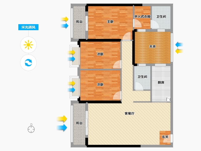 海南省-海口市-海南工商学院E栋-126.39-户型库-采光通风