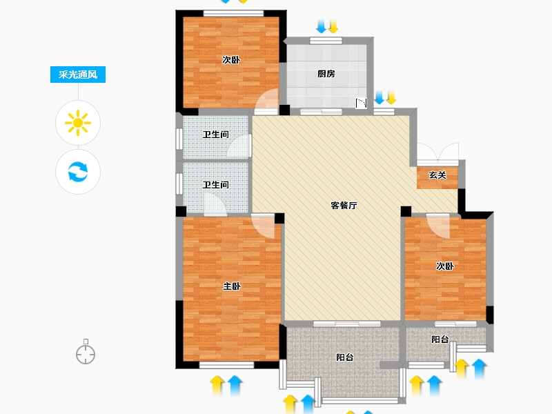 浙江省-嘉兴市-中粮吴越首府-111.66-户型库-采光通风