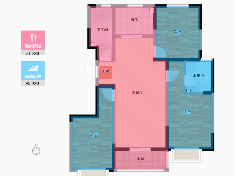 山西省-阳泉市-利鸿佳苑-87.15-户型库-动静分区