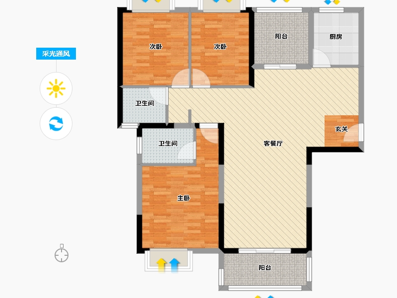 广西壮族自治区-南宁市-横县贵源城市新都-108.76-户型库-采光通风