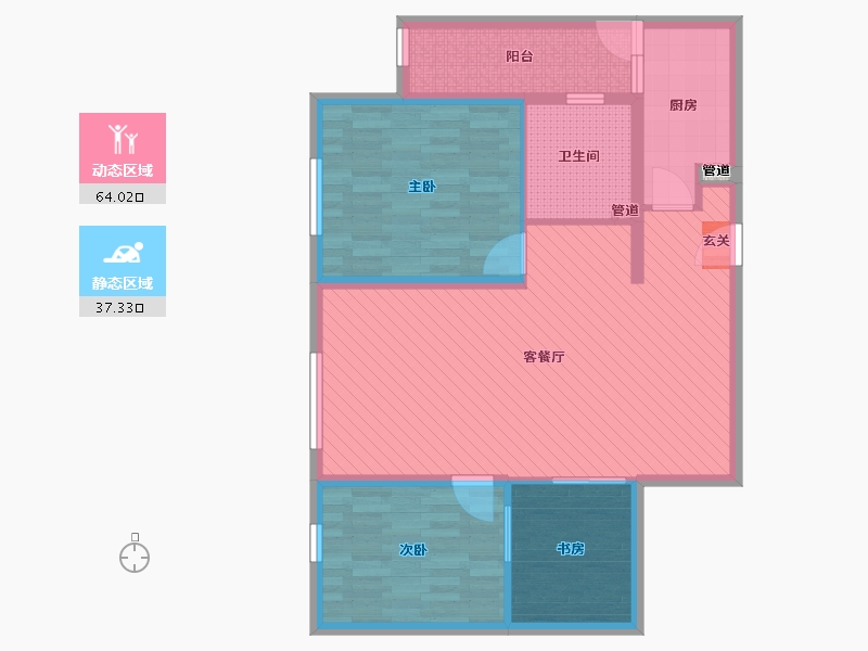 辽宁省-沈阳市-浦江御景湾-90.40-户型库-动静分区