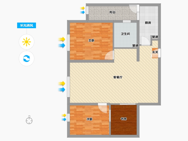 辽宁省-沈阳市-浦江御景湾-90.40-户型库-采光通风