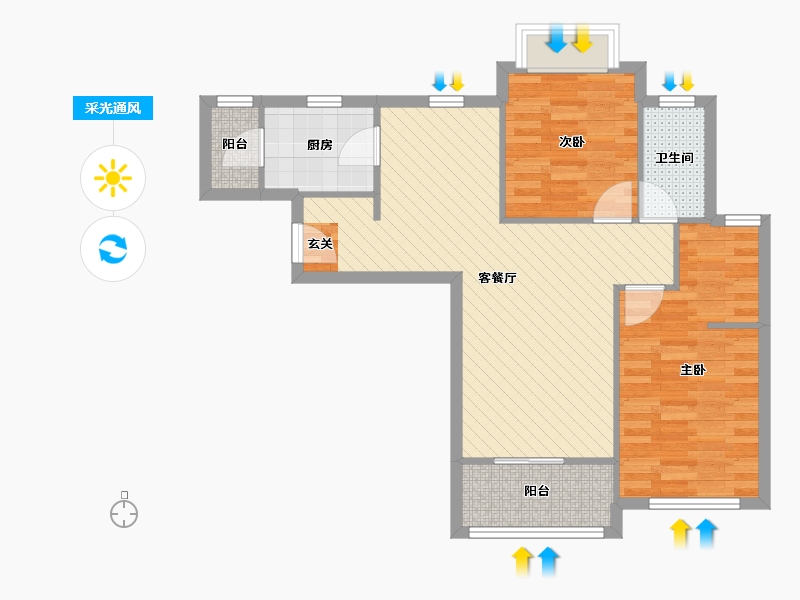 上海-上海市-柏丽华庭-71.32-户型库-采光通风