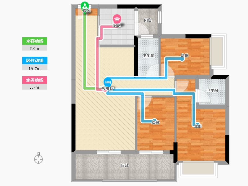 广东省-江门市-华茵桂语馨桂逸苑01户型-82.96-户型库-动静线