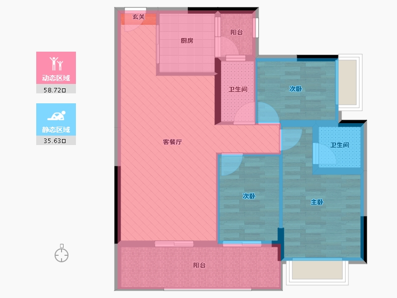 广东省-江门市-华茵桂语馨桂逸苑01户型-82.96-户型库-动静分区