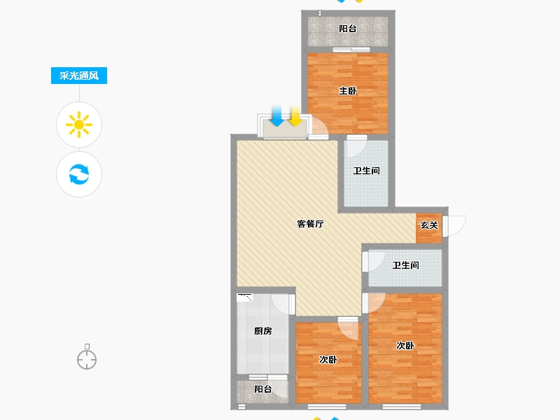 山西省-太原市-五龙湾府东天地-93.73-户型库-采光通风