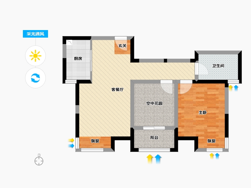 安徽省-滁州市-凯迪塞纳河畔-66.42-户型库-采光通风