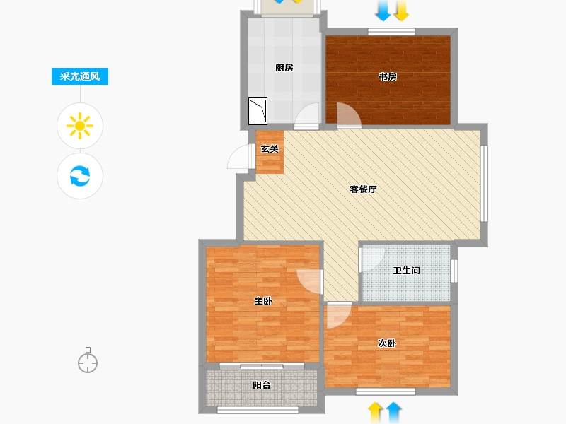 山东省-烟台市-官庄豪庭-94.00-户型库-采光通风