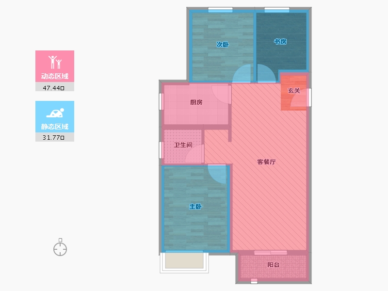 江苏省-苏州市-招商依云四季-70.00-户型库-动静分区