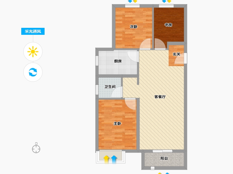 江苏省-苏州市-招商依云四季-70.00-户型库-采光通风