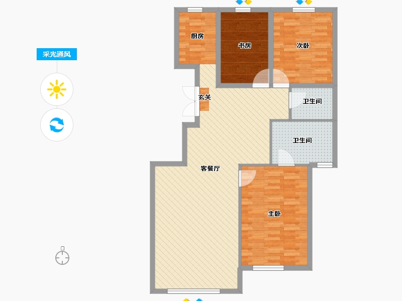 内蒙古自治区-通辽市-金园秀水-98.59-户型库-采光通风