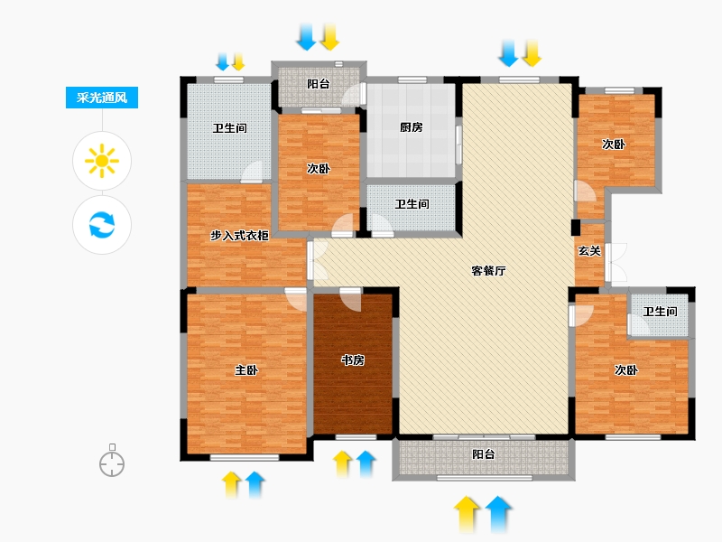 辽宁省-营口市-普罗旺斯-253.42-户型库-采光通风