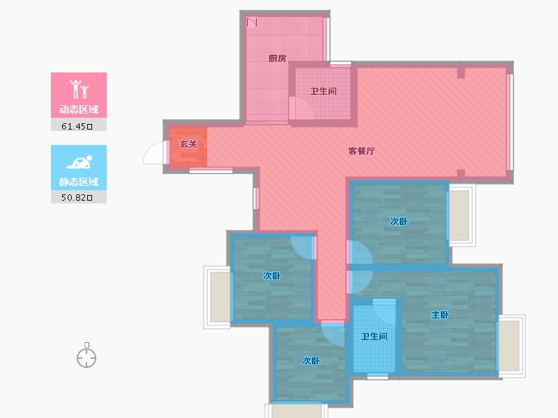 重庆-重庆市-綦江元方新城B区-96.99-户型库-动静分区