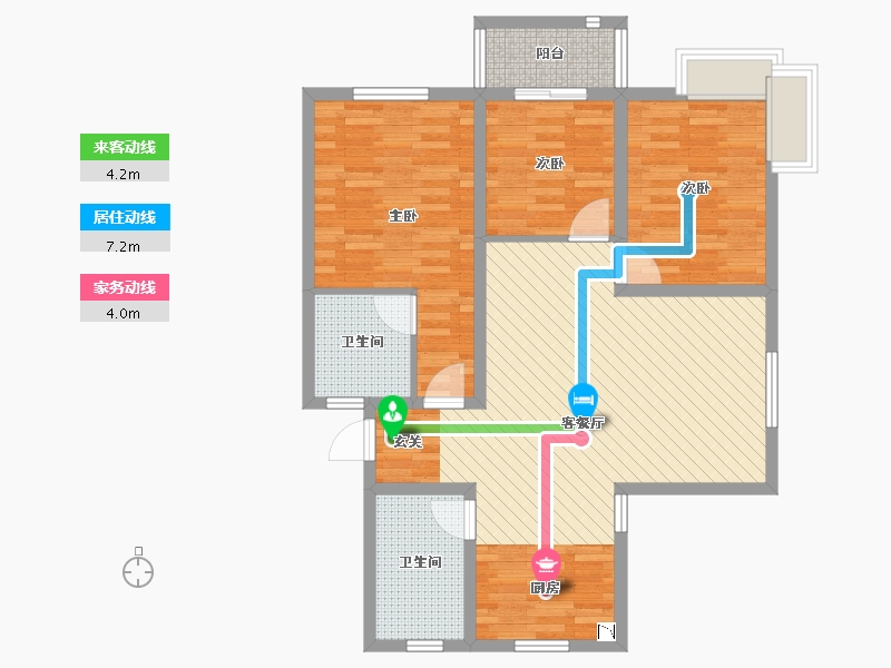 浙江省-杭州市-碧江花苑-90.00-户型库-动静线