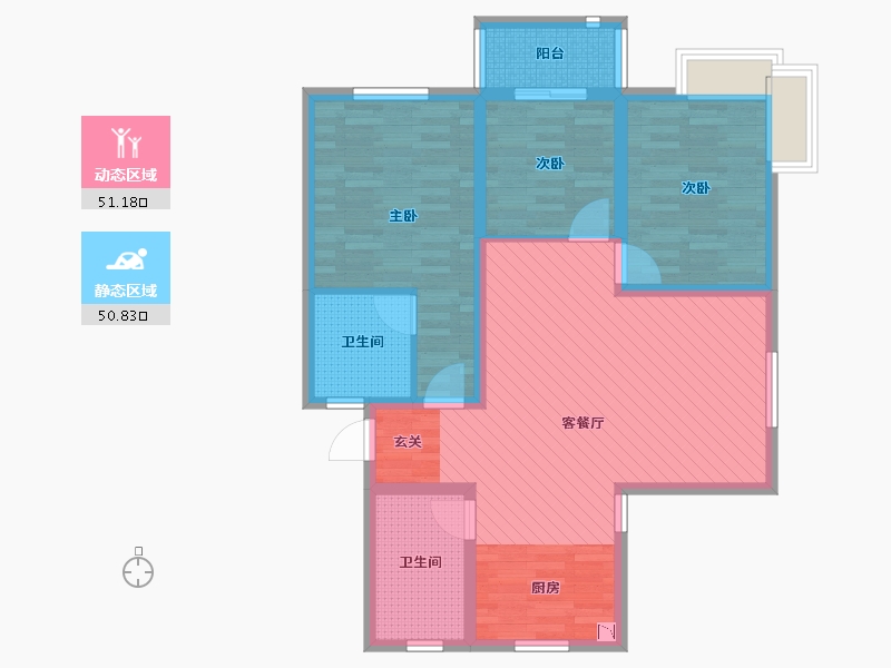 浙江省-杭州市-碧江花苑-90.00-户型库-动静分区