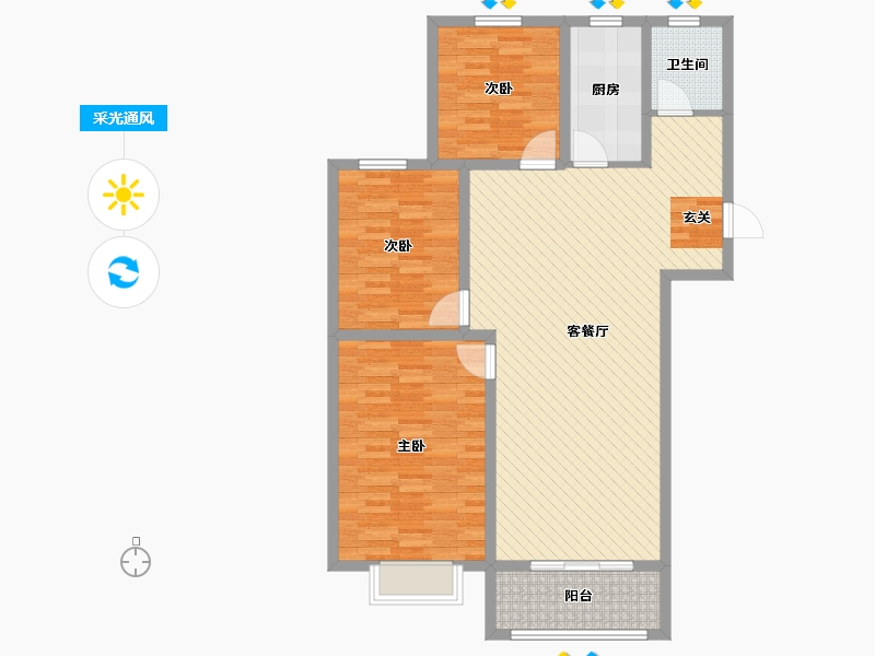 山东省-枣庄市-誉德华府-104.00-户型库-采光通风