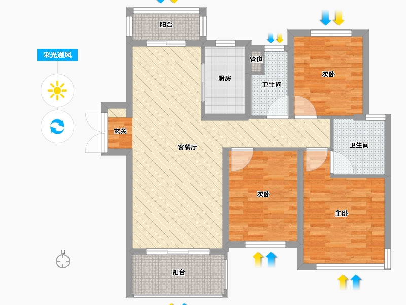 江西省-宜春市-新力帝泊湾-83.00-户型库-采光通风