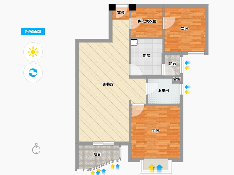 上海-上海市-新湖明珠城-74.32-户型库-采光通风