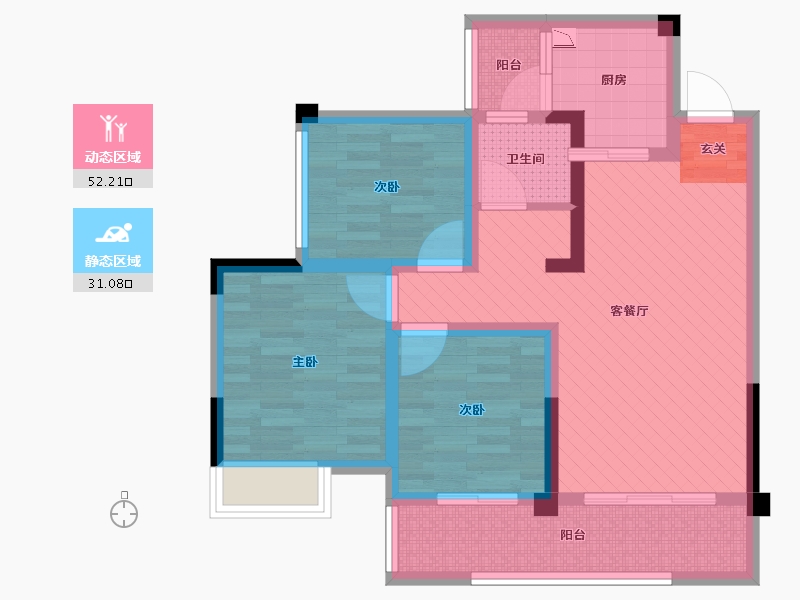 四川省-内江市-西城郡二期-70.78-户型库-动静分区