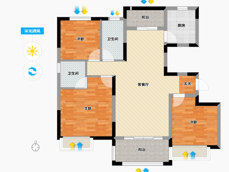 安徽省-芜湖市-万厦-92.95-户型库-采光通风