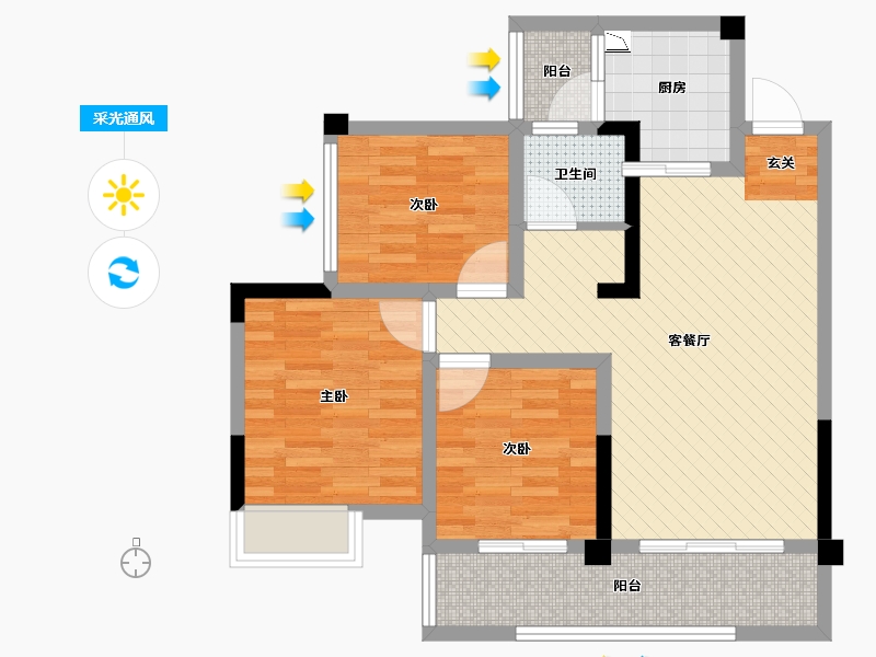 四川省-内江市-西城郡二期-70.78-户型库-采光通风