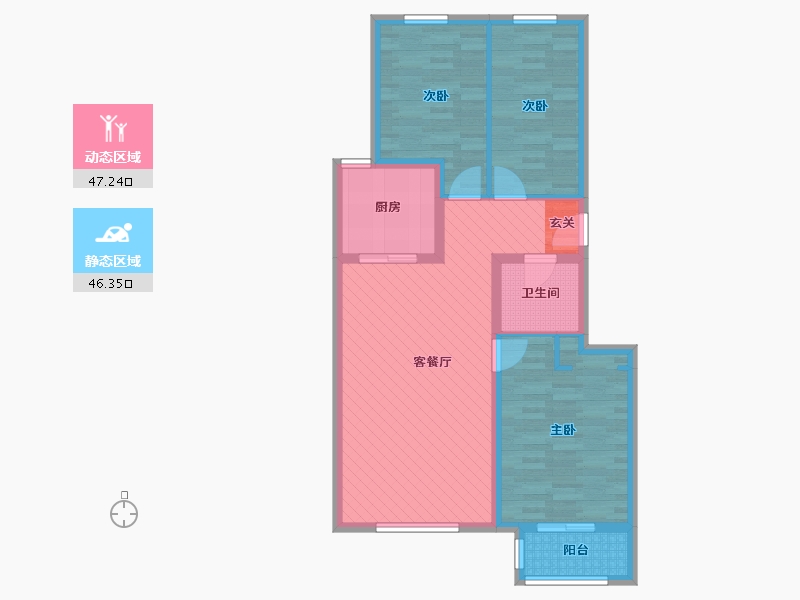 河北省-张家口市-荣庆家园-B区-82.39-户型库-动静分区