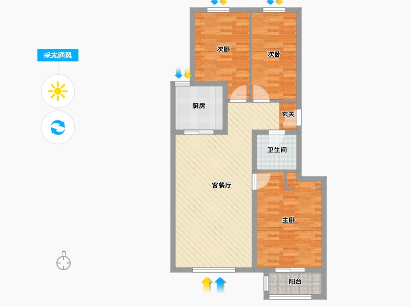 河北省-张家口市-荣庆家园-B区-82.39-户型库-采光通风