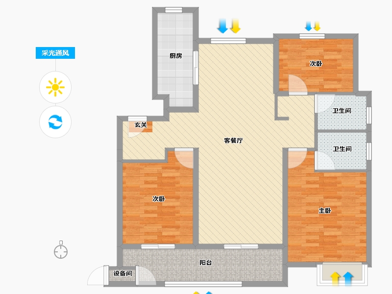 安徽省-铜陵市-滟澜公馆-103.57-户型库-采光通风