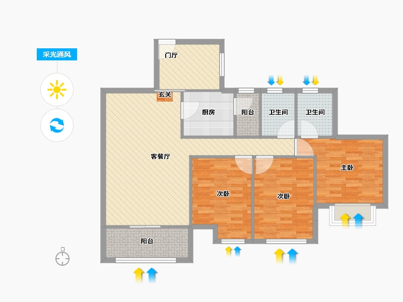 重庆-重庆市-重庆警察学院家属区-92.05-户型库-采光通风