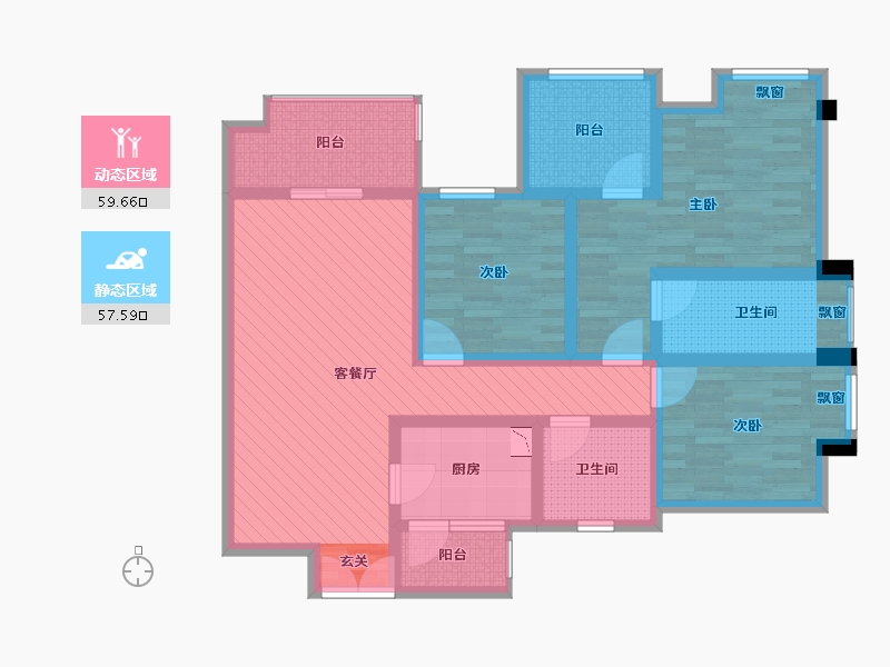 重庆-重庆市-约克郡上景-100.69-户型库-动静分区