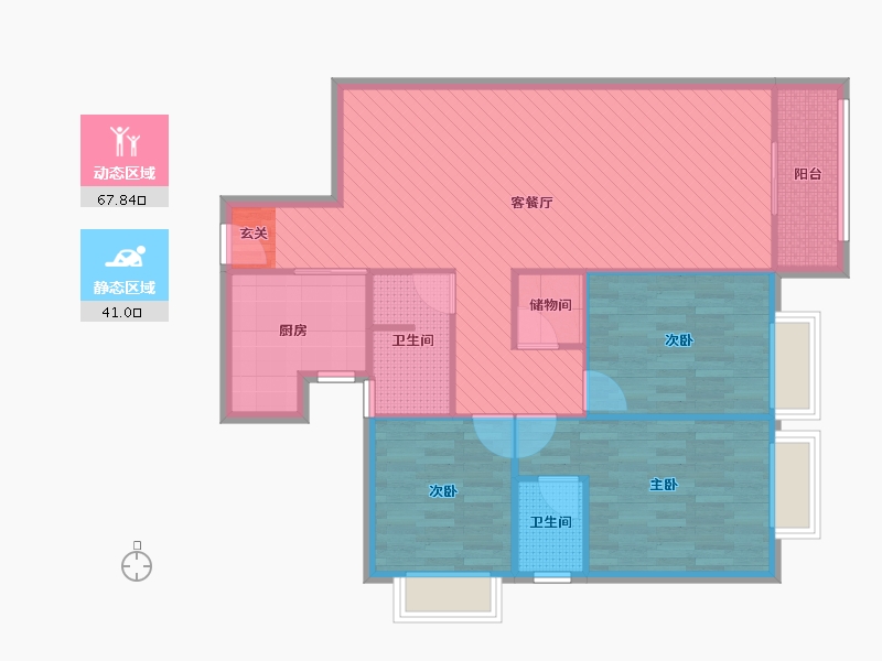 安徽省-合肥市-秀珍大厦-C区-98.23-户型库-动静分区