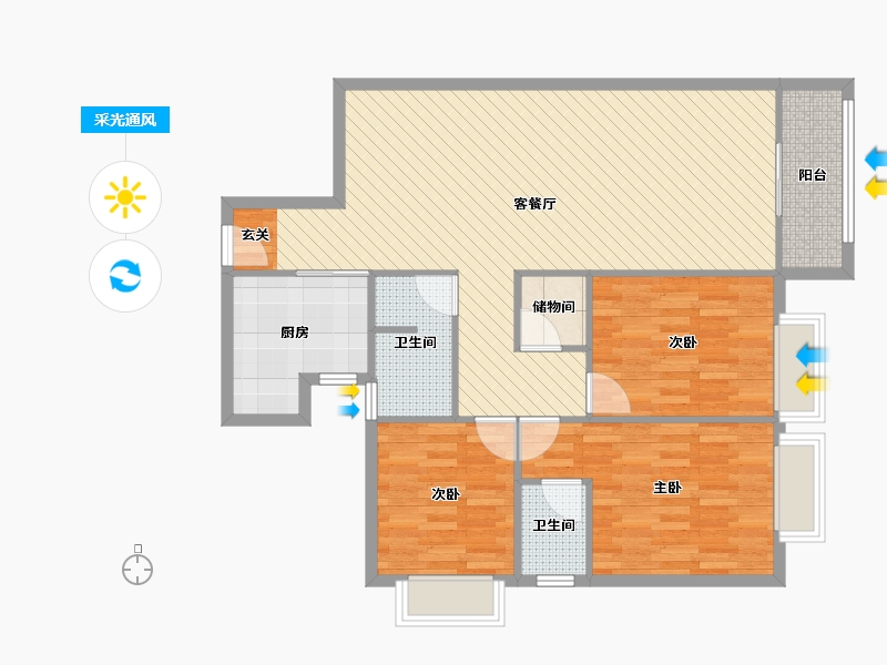 安徽省-合肥市-秀珍大厦-C区-98.23-户型库-采光通风