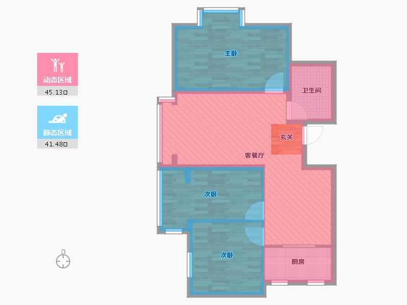 河北省-唐山市-东城景苑-76.42-户型库-动静分区