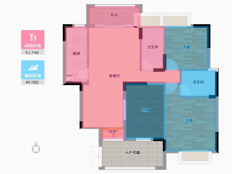 广东省-梅州市-豪生国际公馆-95.24-户型库-动静分区