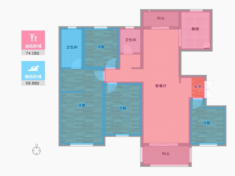 河南省-济源市-建业壹号城邦天玺-125.02-户型库-动静分区