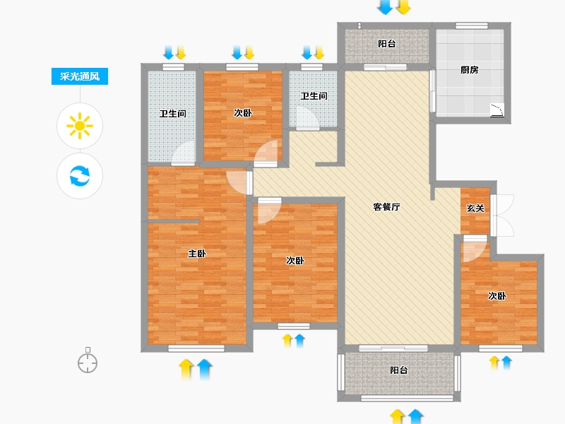 河南省-济源市-建业壹号城邦天玺-125.02-户型库-采光通风