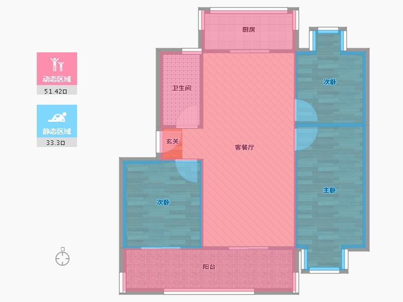 北京-北京市-四海公寓-76.08-户型库-动静分区