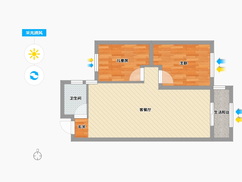 浙江省-金华市-中天学府诚品-52.37-户型库-采光通风