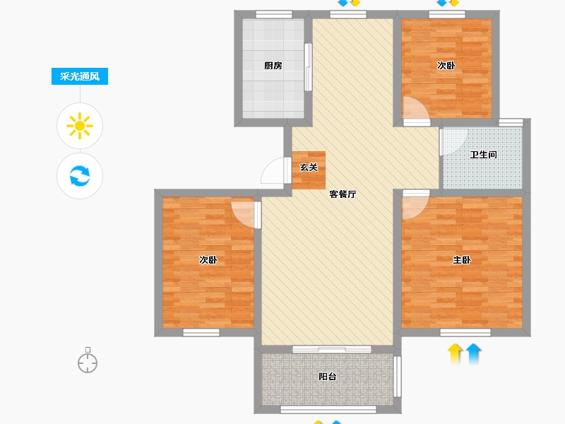 山东省-济宁市-汶上水景雅居-95.00-户型库-采光通风