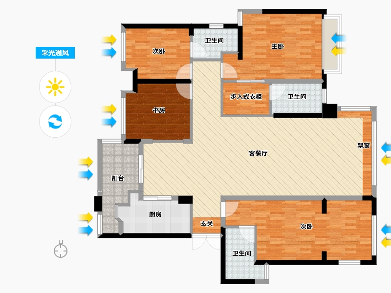 广东省-珠海市-华发新城-三期-150.00-户型库-采光通风