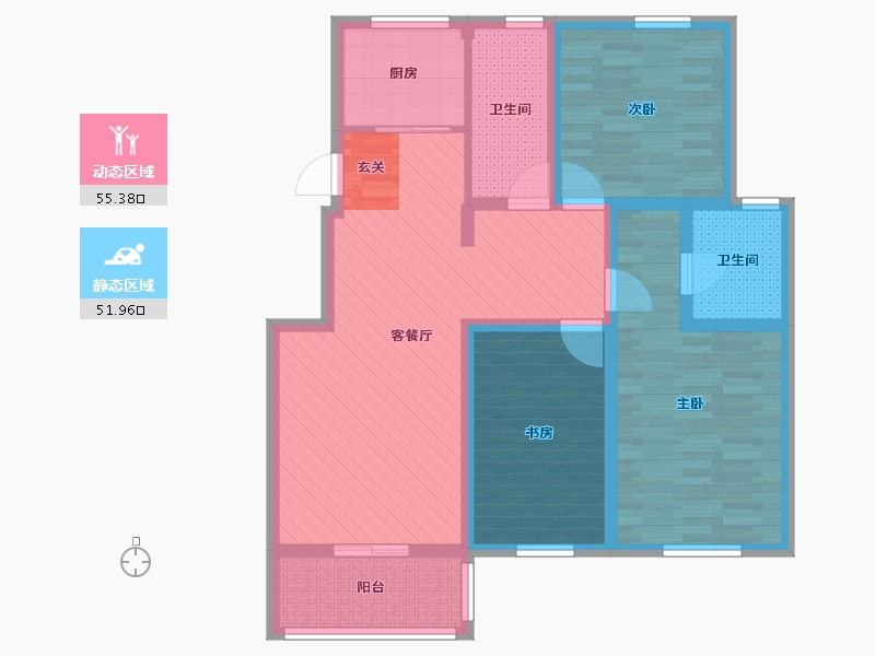 江苏省-淮安市-新城御景-93.60-户型库-动静分区