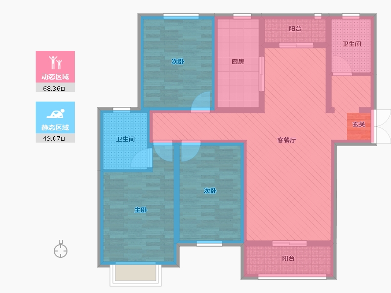 河南省-济源市-沁园春天B区-101.49-户型库-动静分区