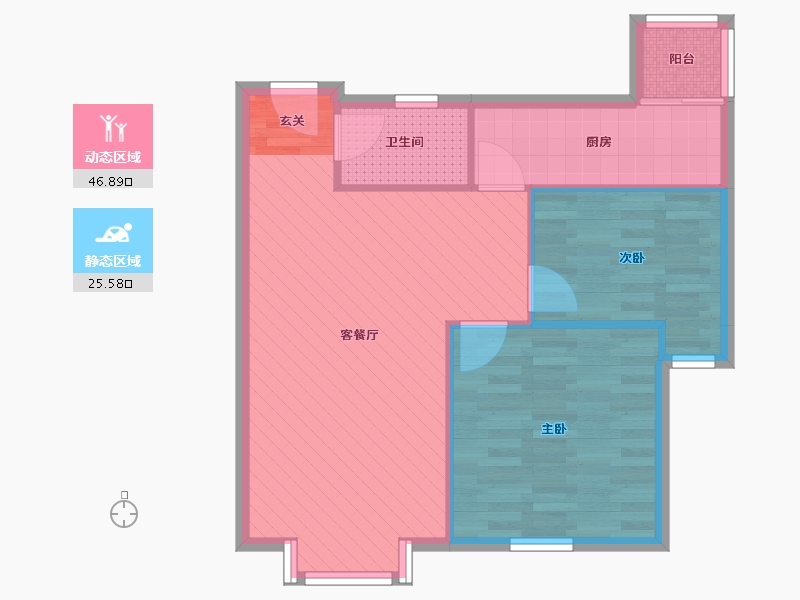 北京-北京市-四方景园-四区-65.26-户型库-动静分区