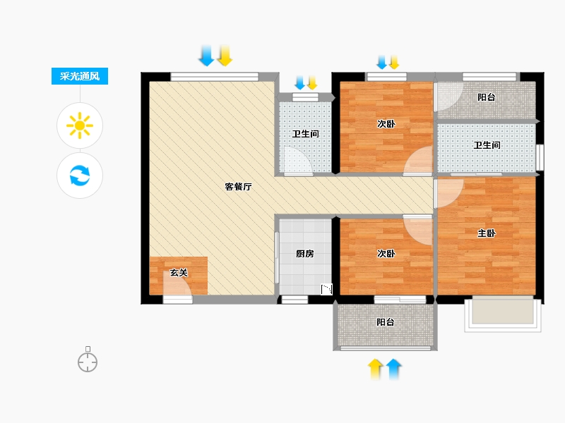 福建省-厦门市-明发半岛祥湾-72.00-户型库-采光通风