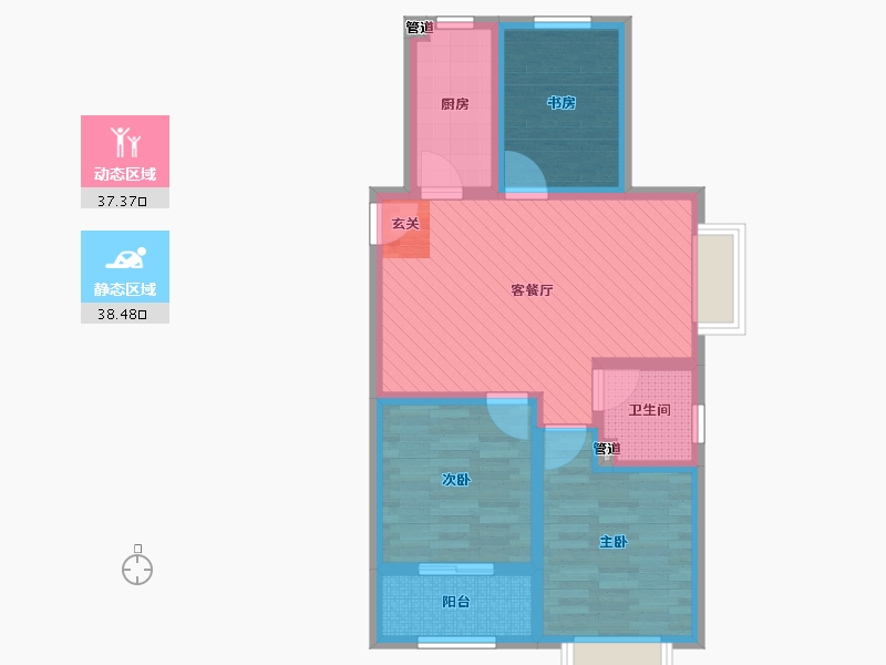 山东省-烟台市-豪德公馆-65.43-户型库-动静分区