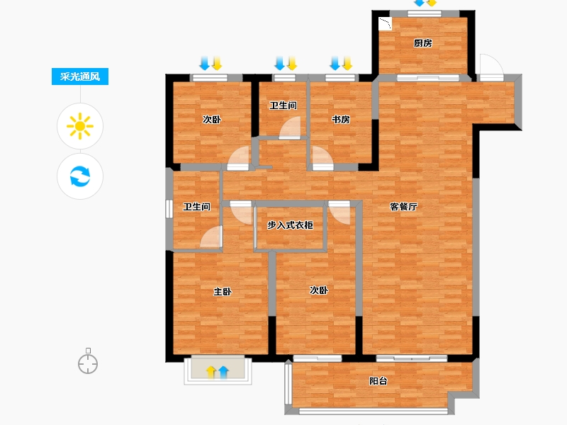 安徽省-合肥市-海尔云玺-124.01-户型库-采光通风